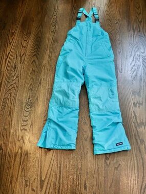 Lands' End Kids Squall Waterproof Iron Knee Snow Ski Bib Pants Size 10 Teal